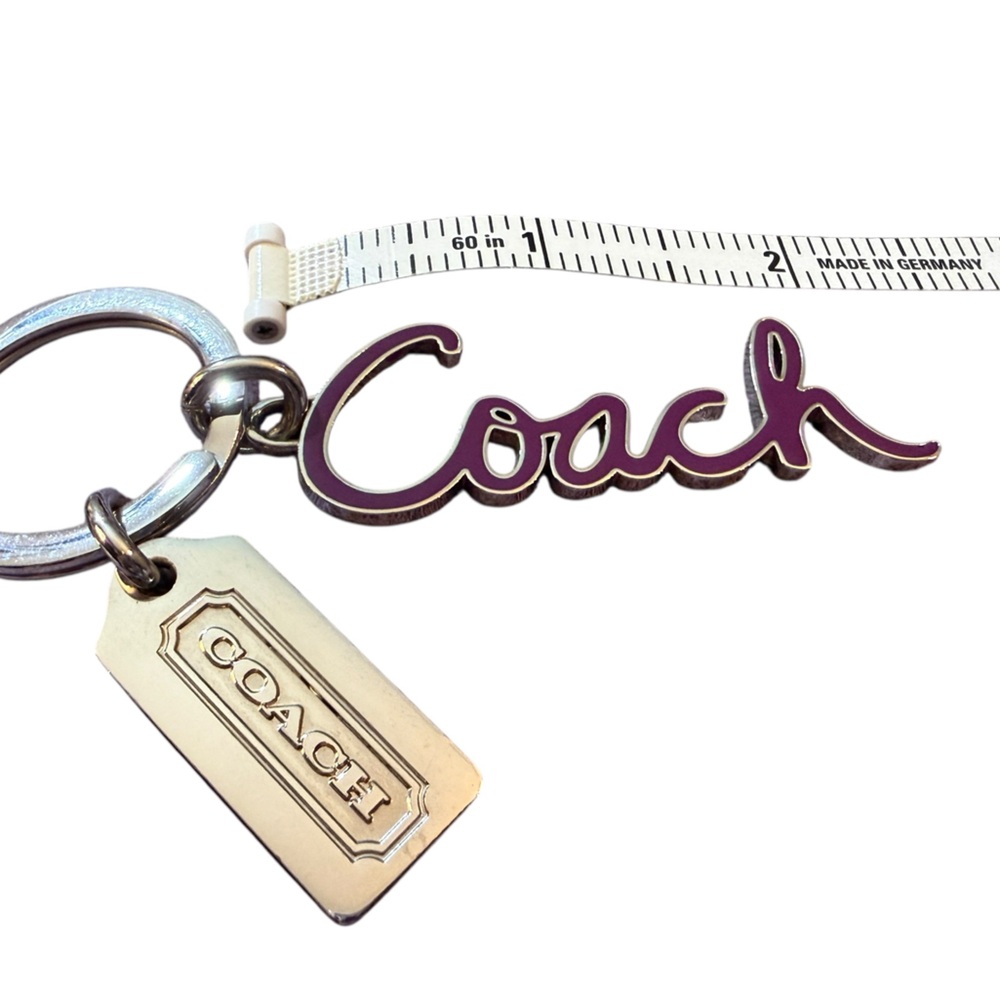 Coach Purple and Silver Script Logo Keychain - Picture 9 of 9